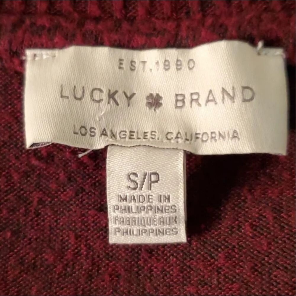 Lucky Brand Burgundy V-Neck Sweater Women's S/P Soft Knit Pullover Tunic Maroon - Picture 10 of 14